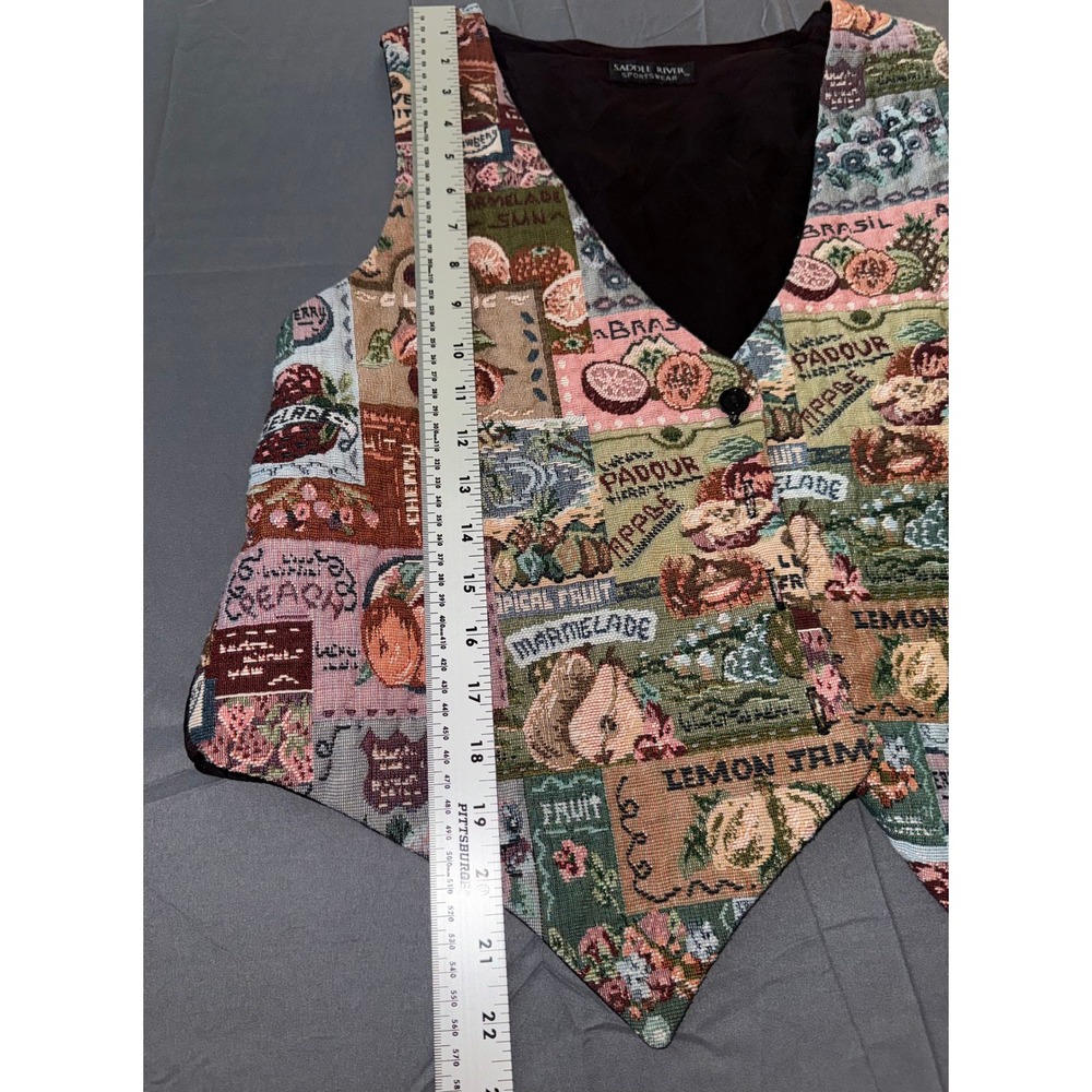 Saddle River Tapestry Fruit Print Vest Made in USA 90s Whimsigoth Vintage - Picture 9 of 10